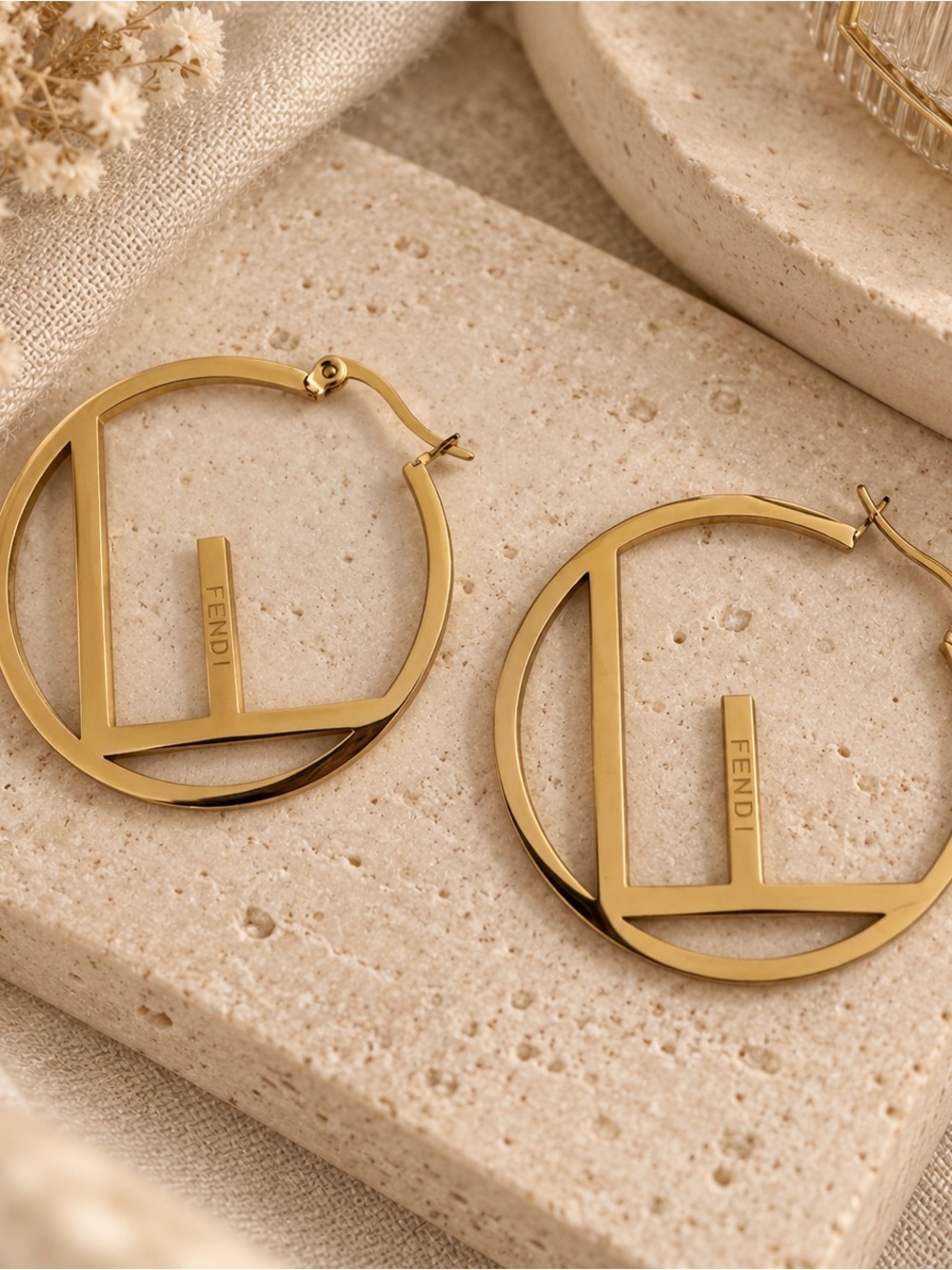 Gold Logo Circle Hoop Earrings